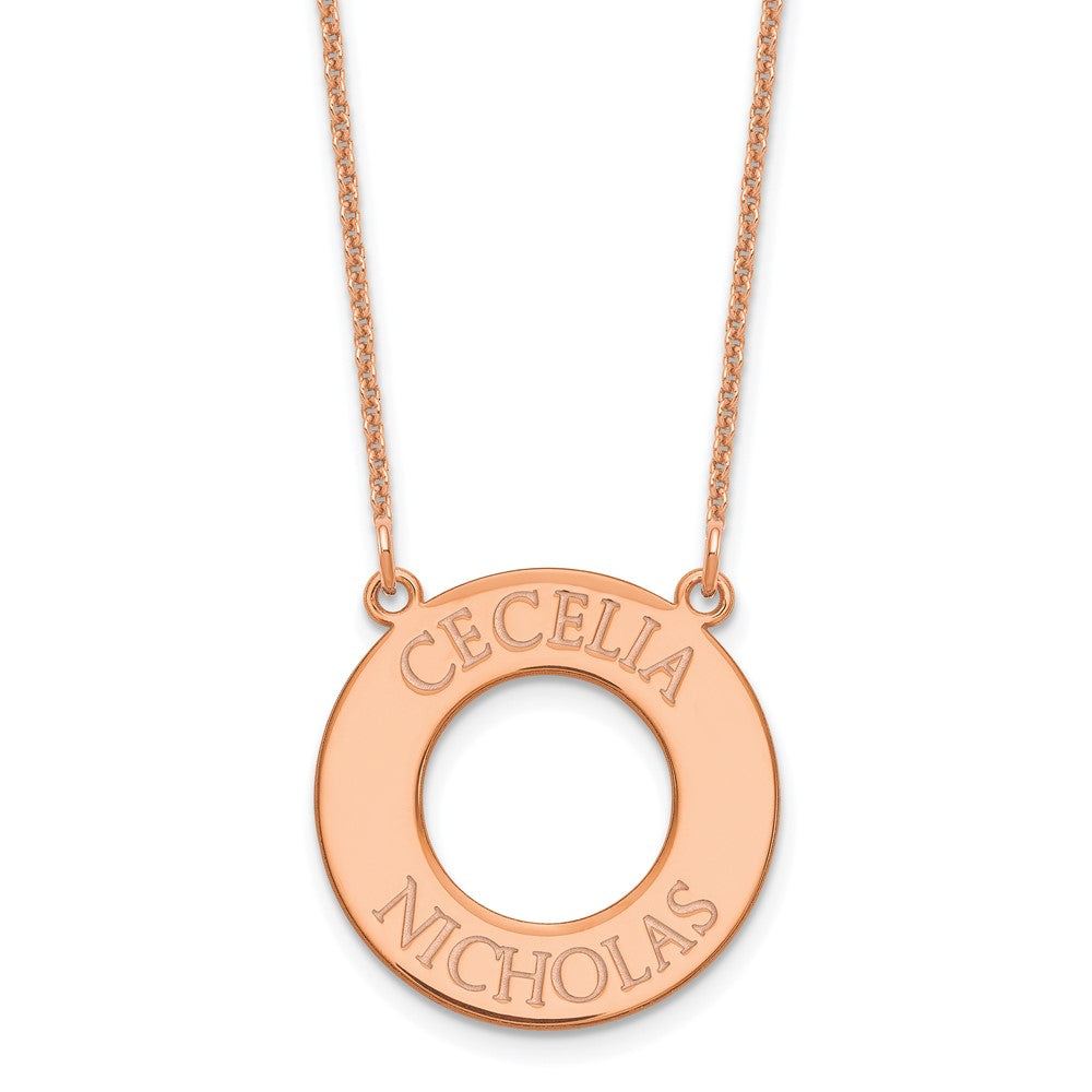 14k Rose Gold Circle with 2 Name Necklace