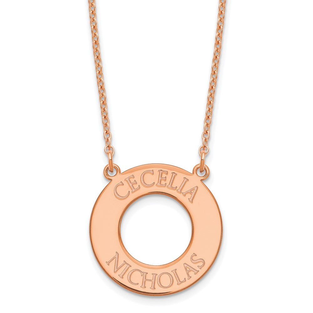 Sterling Silver/Rose-plated Circle with 2 Name Necklace