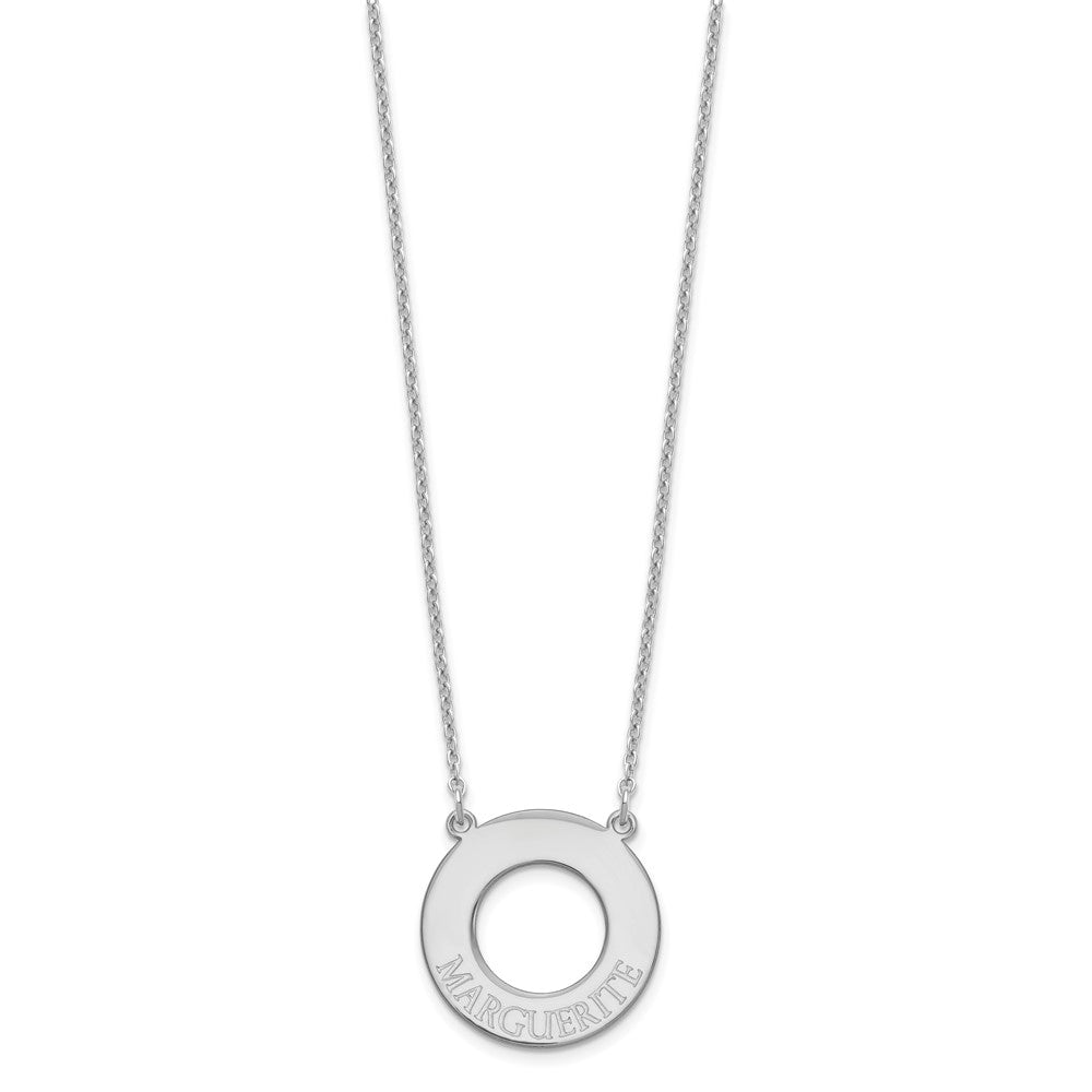 Sterling Silver/Rhodium-plated Circle with 1 Name Necklace