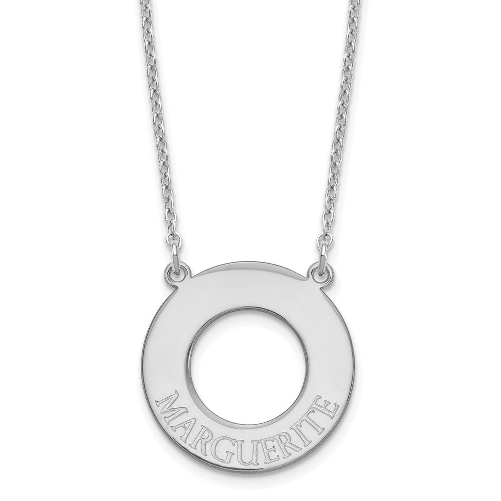 Sterling Silver/Rhodium-plated Circle with 1 Name Necklace