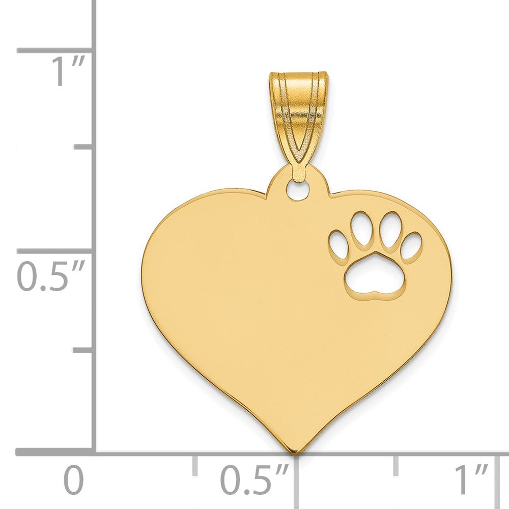 SS/Gold-plated Blank Heart with Cut-out Paw Print Pendant