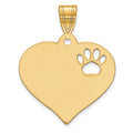 SS/Gold-plated Blank Heart with Cut-out Paw Print Pendant