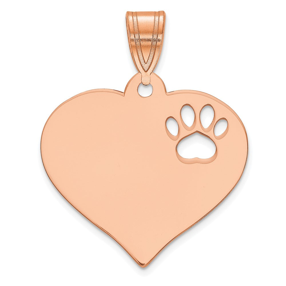14k Rose Gold Blank Heart with Cut-out Paw Print Pendant