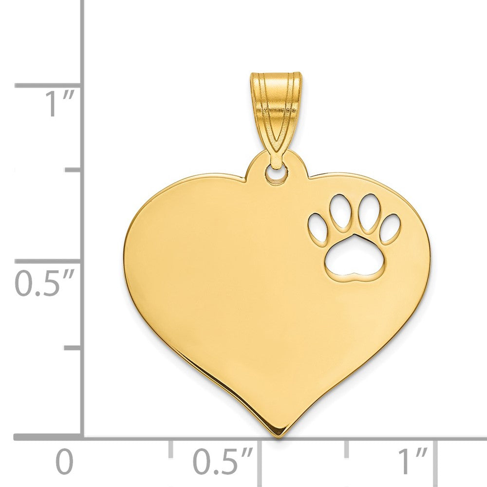 SS/Gold-plated Blank Heart with Cut-out Paw Print Pendant