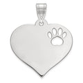 14k White Gold Blank Heart with Cut-out Paw Print Pendant