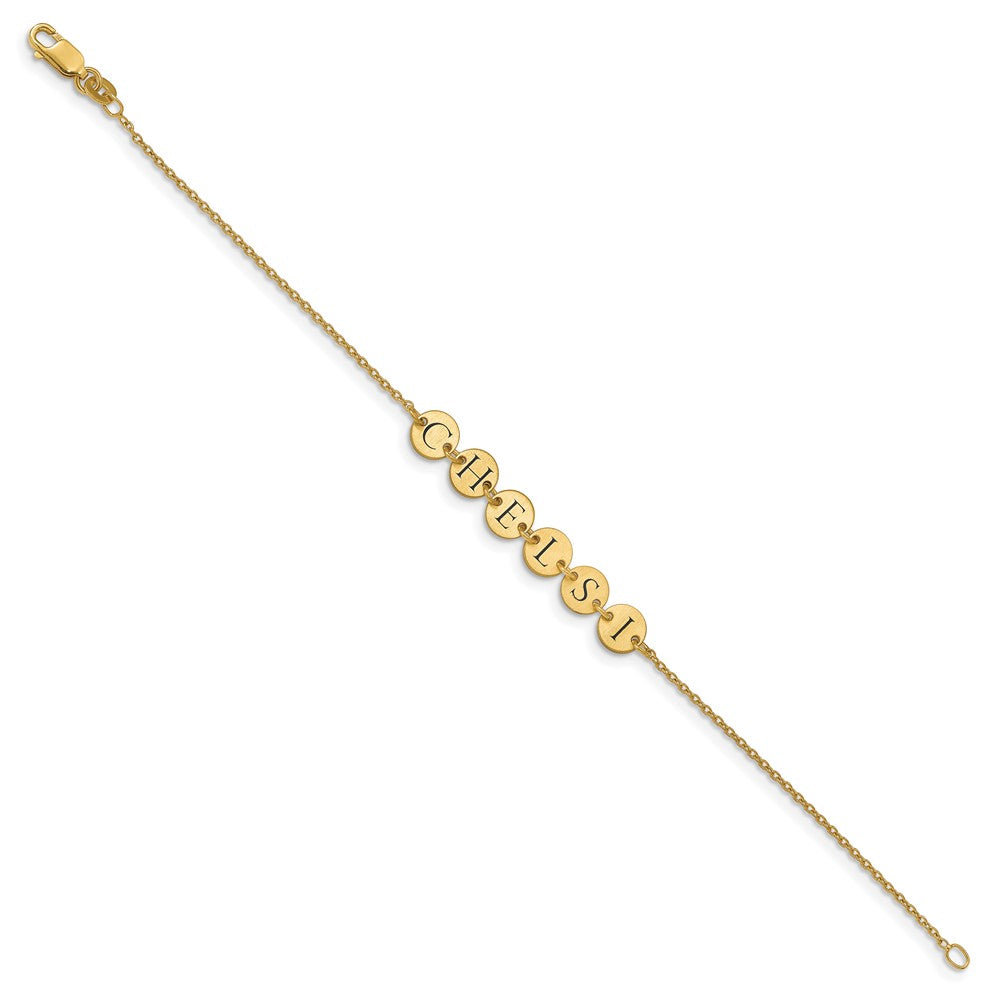 Sterling Silver/Gold-plated Epoxy Letter Disc Bracelet