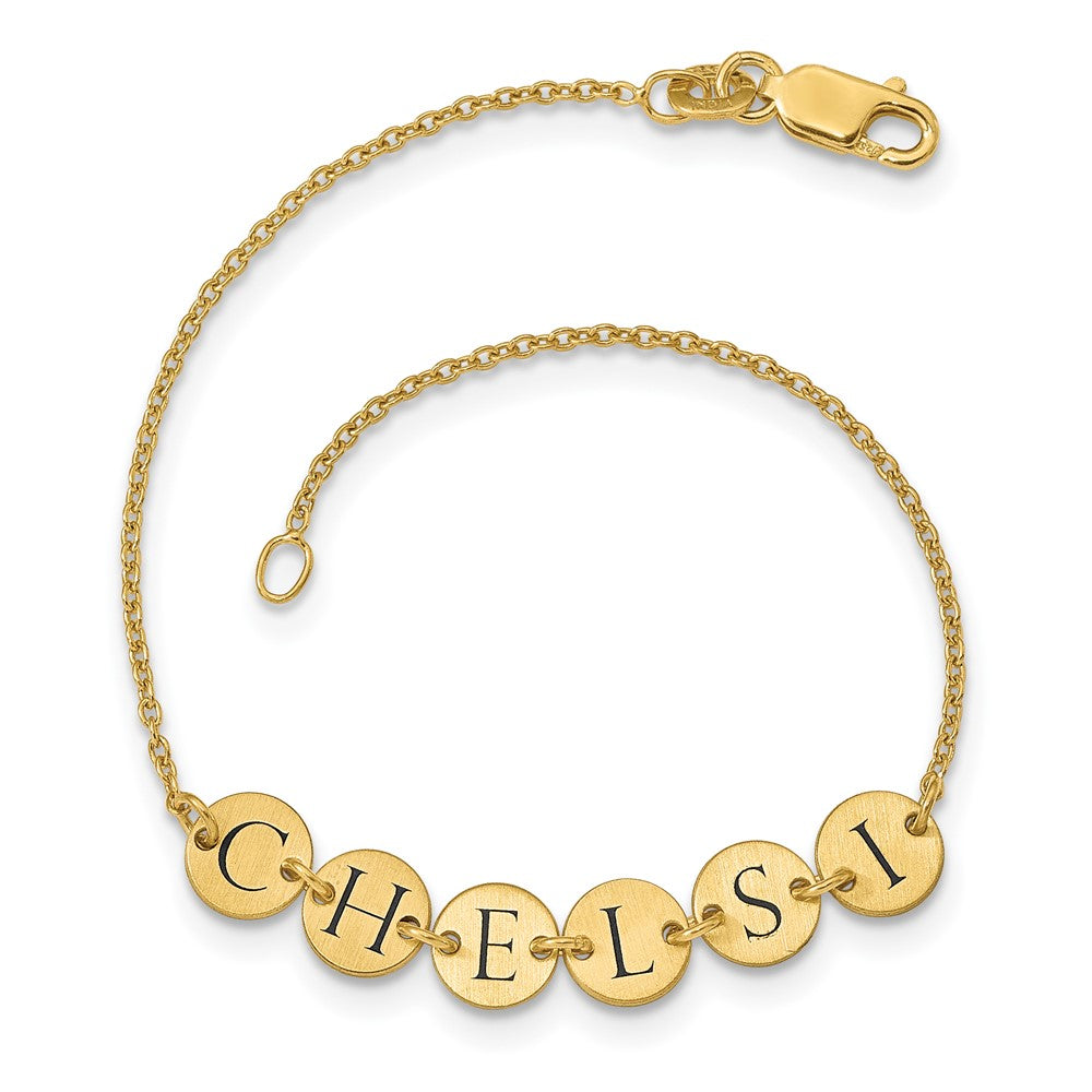 Sterling Silver/Gold-plated Epoxy Letter Disc Bracelet