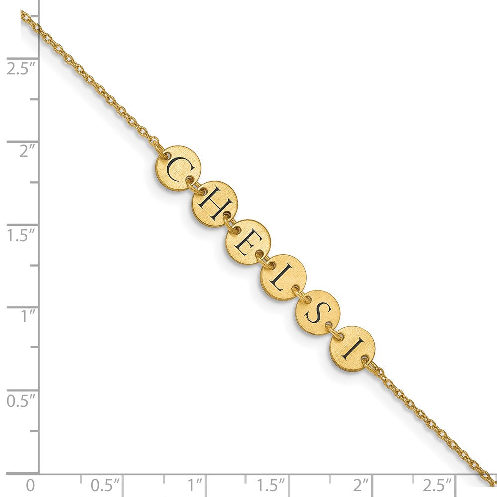 Sterling Silver/Gold-plated Epoxy Letter Disc Bracelet