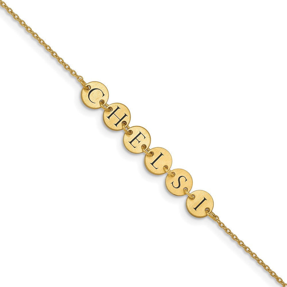 Sterling Silver/Gold-plated Epoxy Letter Disc Bracelet
