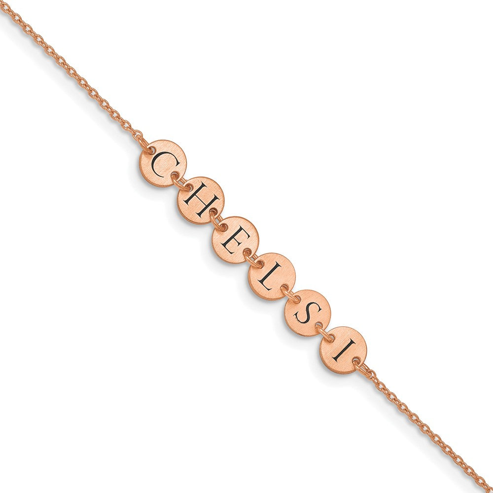 14k Rose Gold Epoxy Letter Disc Bracelet