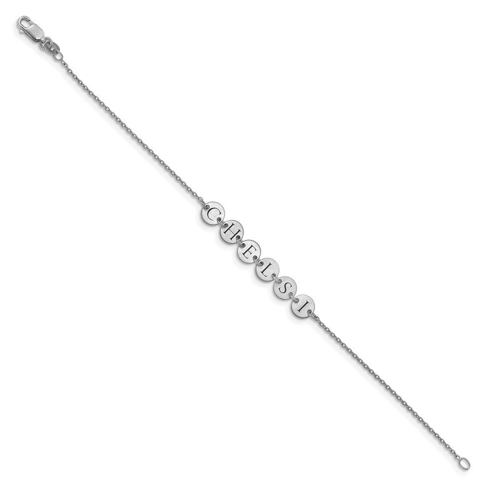 14k White Gold Epoxy Letter Disc Bracelet