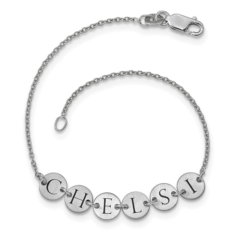 14k White Gold Epoxy Letter Disc Bracelet