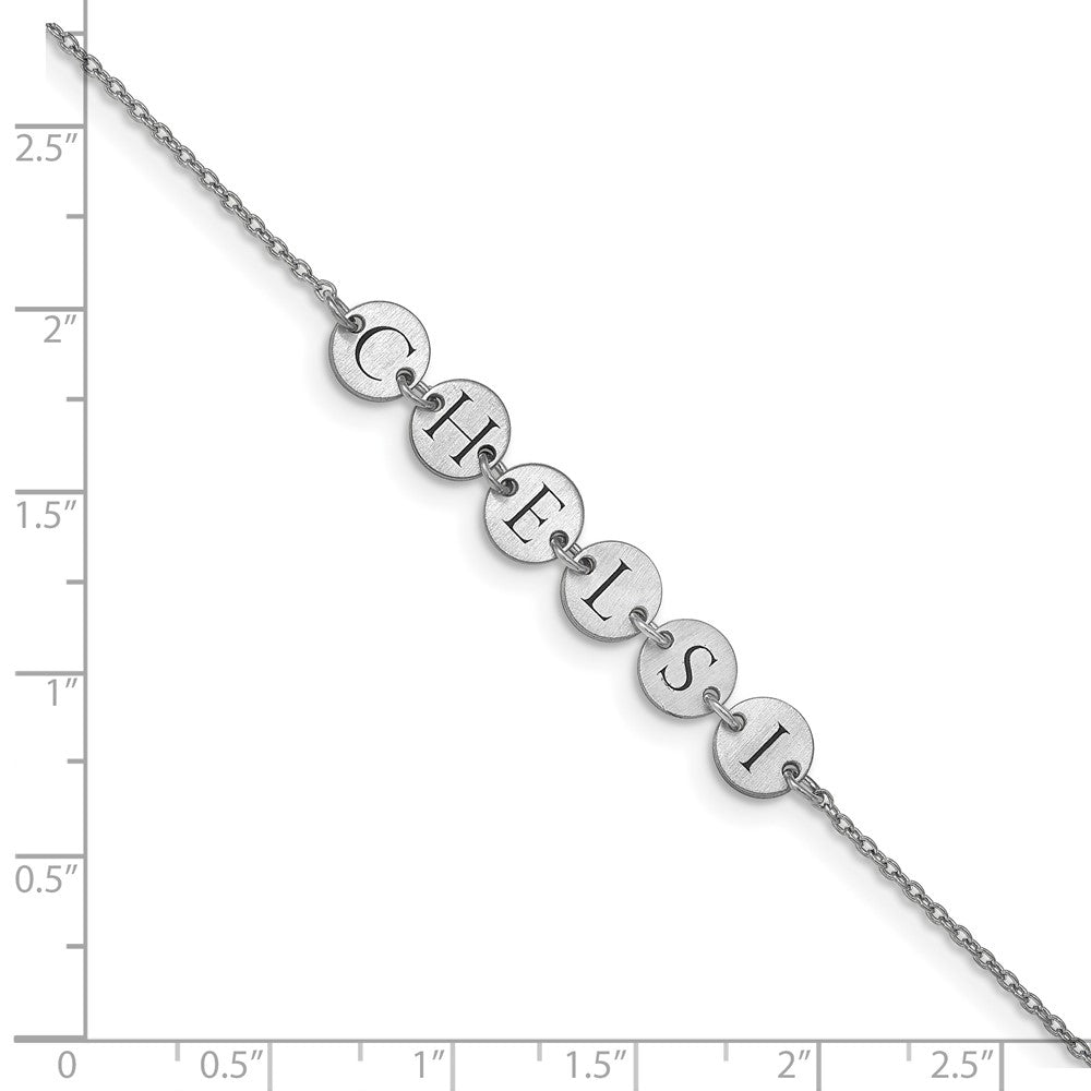 Sterling Silver/Rhodium-plated Epoxy Letter Disc Bracelet