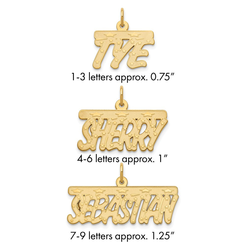 14k Yellow Gold Satin Stars Name Plate