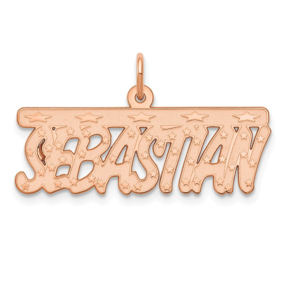 14k Rose Gold Satin Stars Name Plate