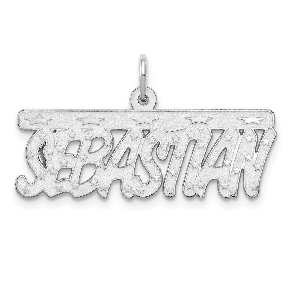 14k White Gold Satin Stars Name Plate