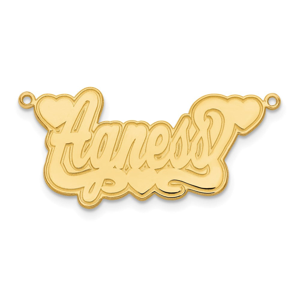 14k Yellow Gold Etched Hearts Name Plate