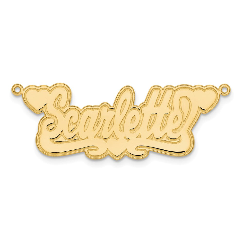 14k Yellow Gold Etched Hearts Name Plate