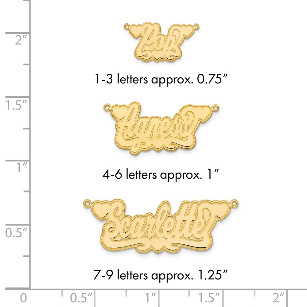 Sterling Silver/Gold-plated Etched Hearts Name Plate