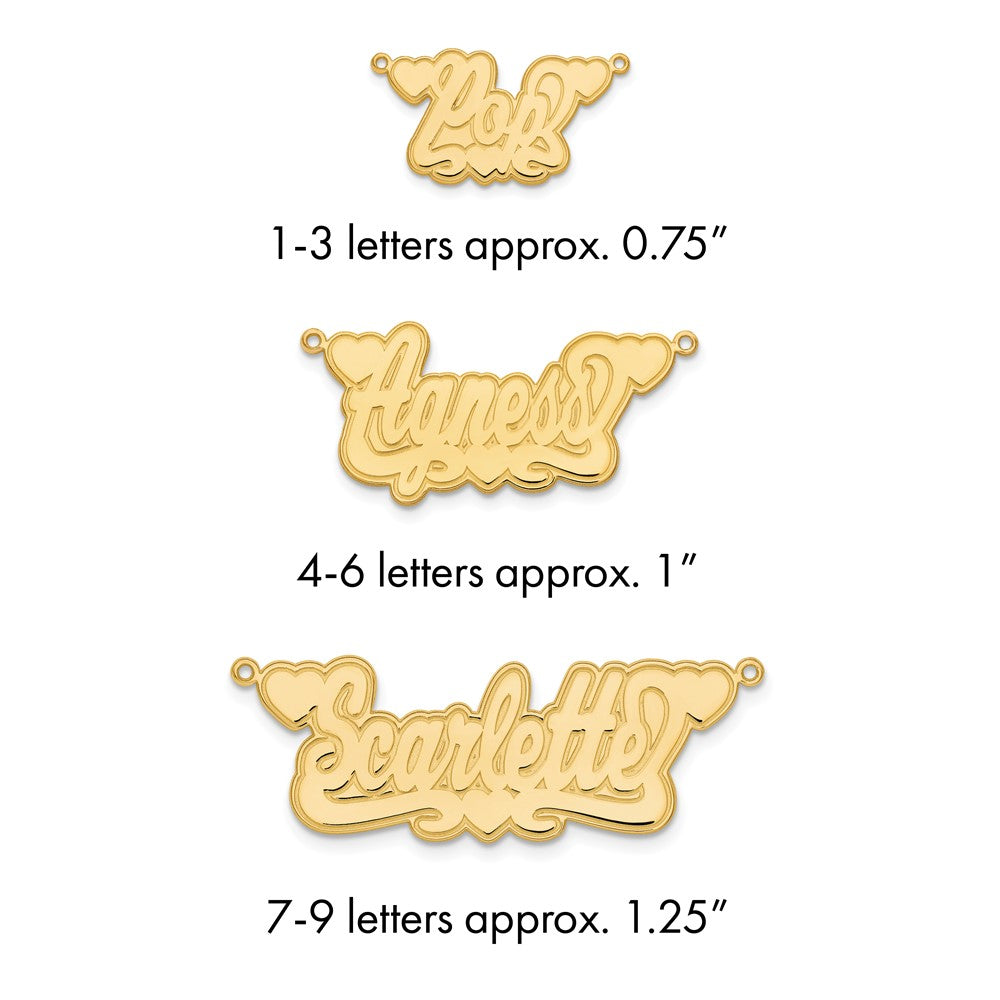 14k Yellow Gold Etched Hearts Name Plate