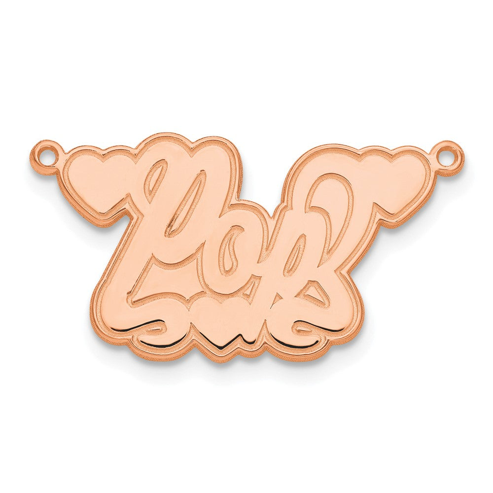 14k Rose Gold Etched Hearts Name Plate