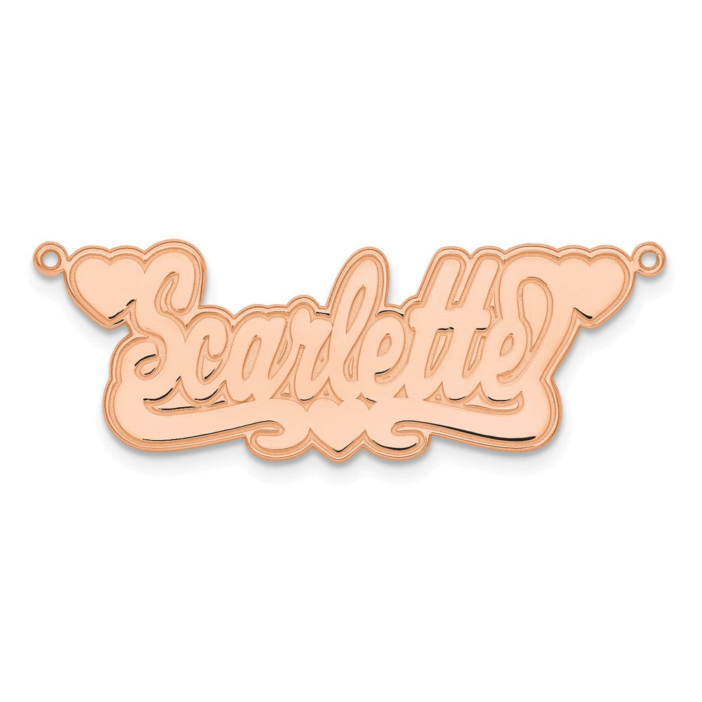 14k Rose Gold Etched Hearts Name Plate