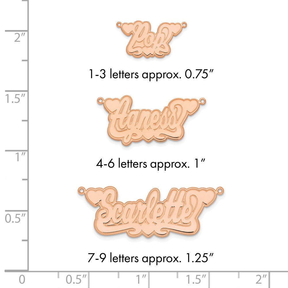 14k Rose Gold Etched Hearts Name Plate