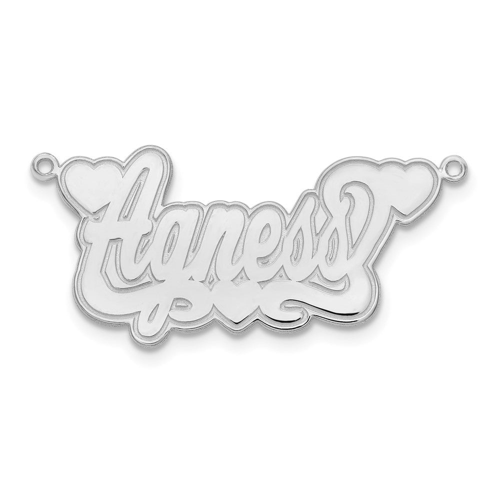 14k White Gold Etched Hearts Name Plate