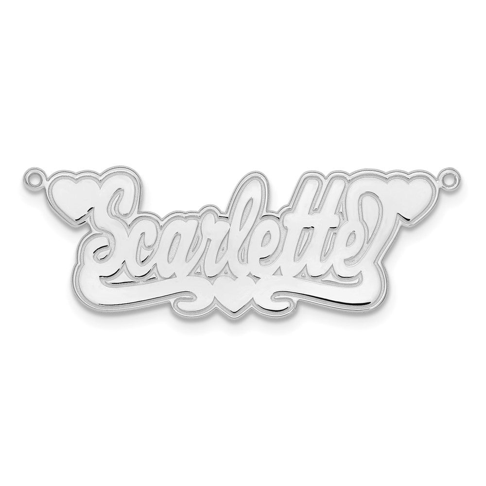 10k White Gold Etched Hearts name Plate