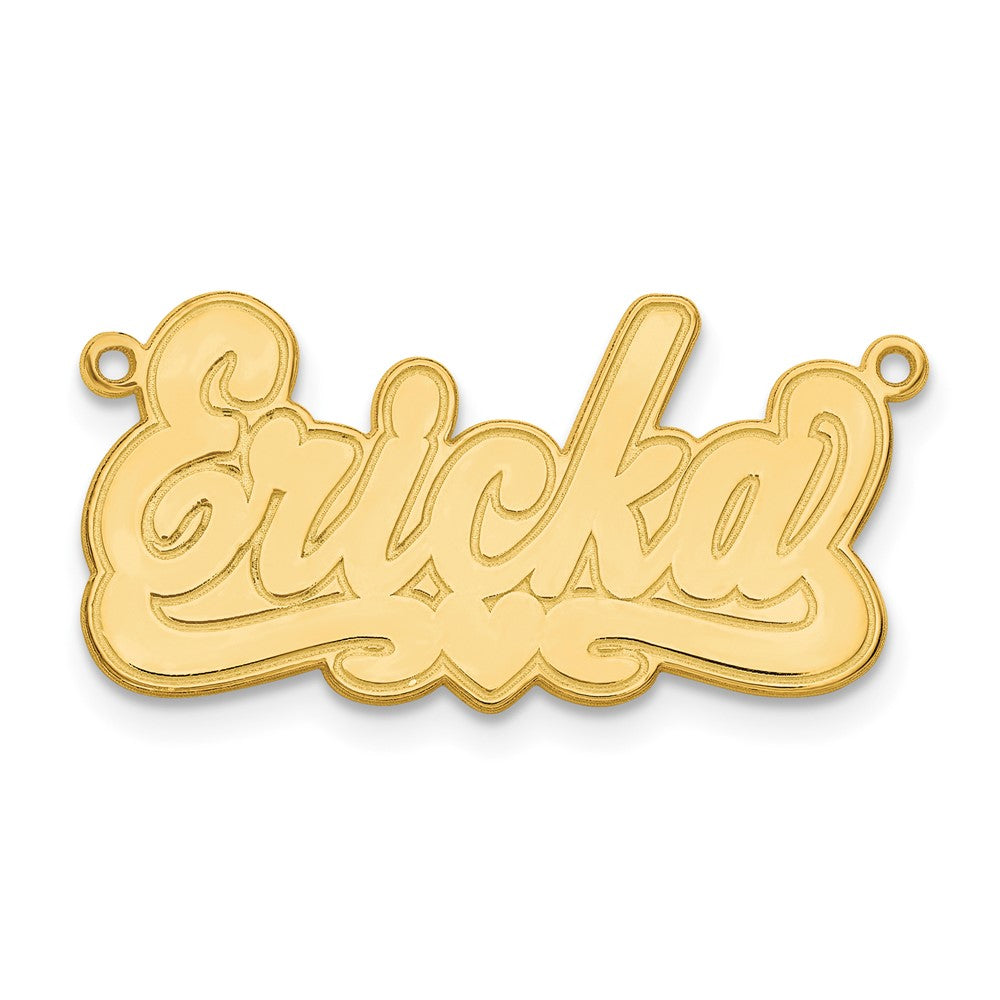 14k Yellow Gold Etched Heart Name Plate