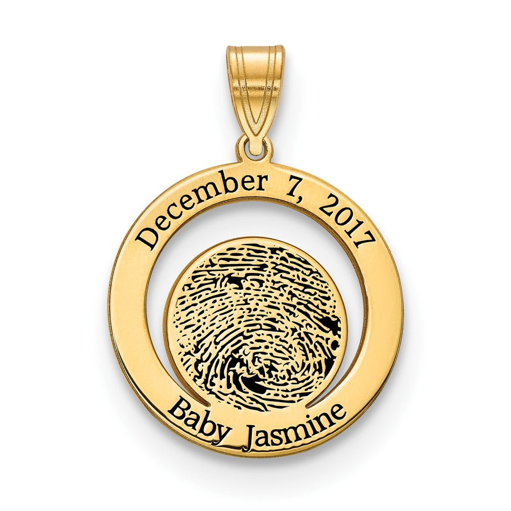 Sterling Silver/Gold-plated Date and Fingerprint Pendant