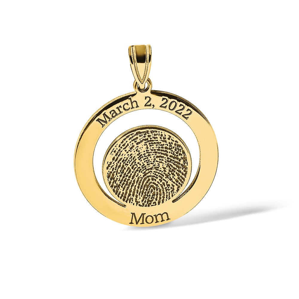 Sterling Silver/Gold-plated Date and Fingerprint Pendant