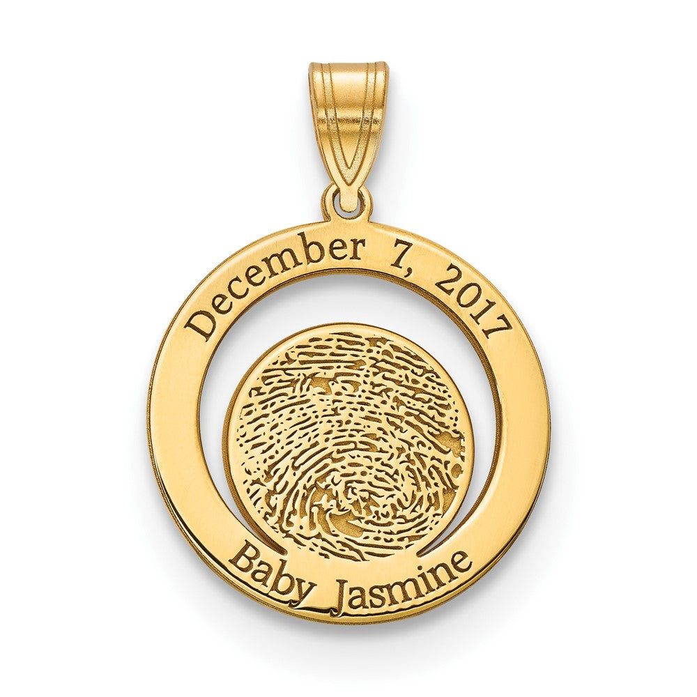 Sterling Silver/Gold-plated Date and Fingerprint Pendant