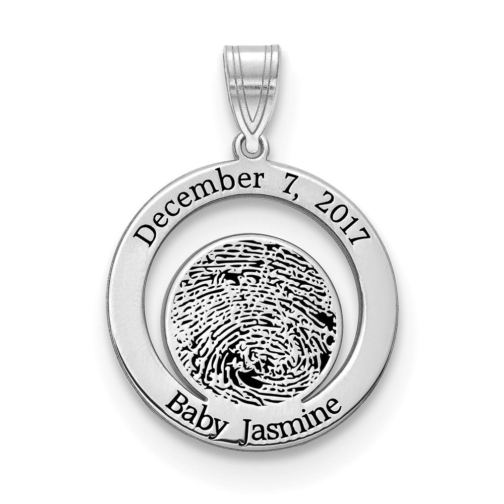 Sterling Silver/Rhodium-plated Date and Fingerprint Pendant