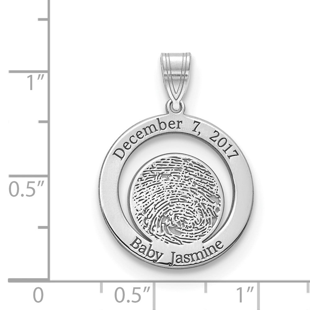 Sterling Silver/Rhodium-plated Date and Fingerprint Pendant