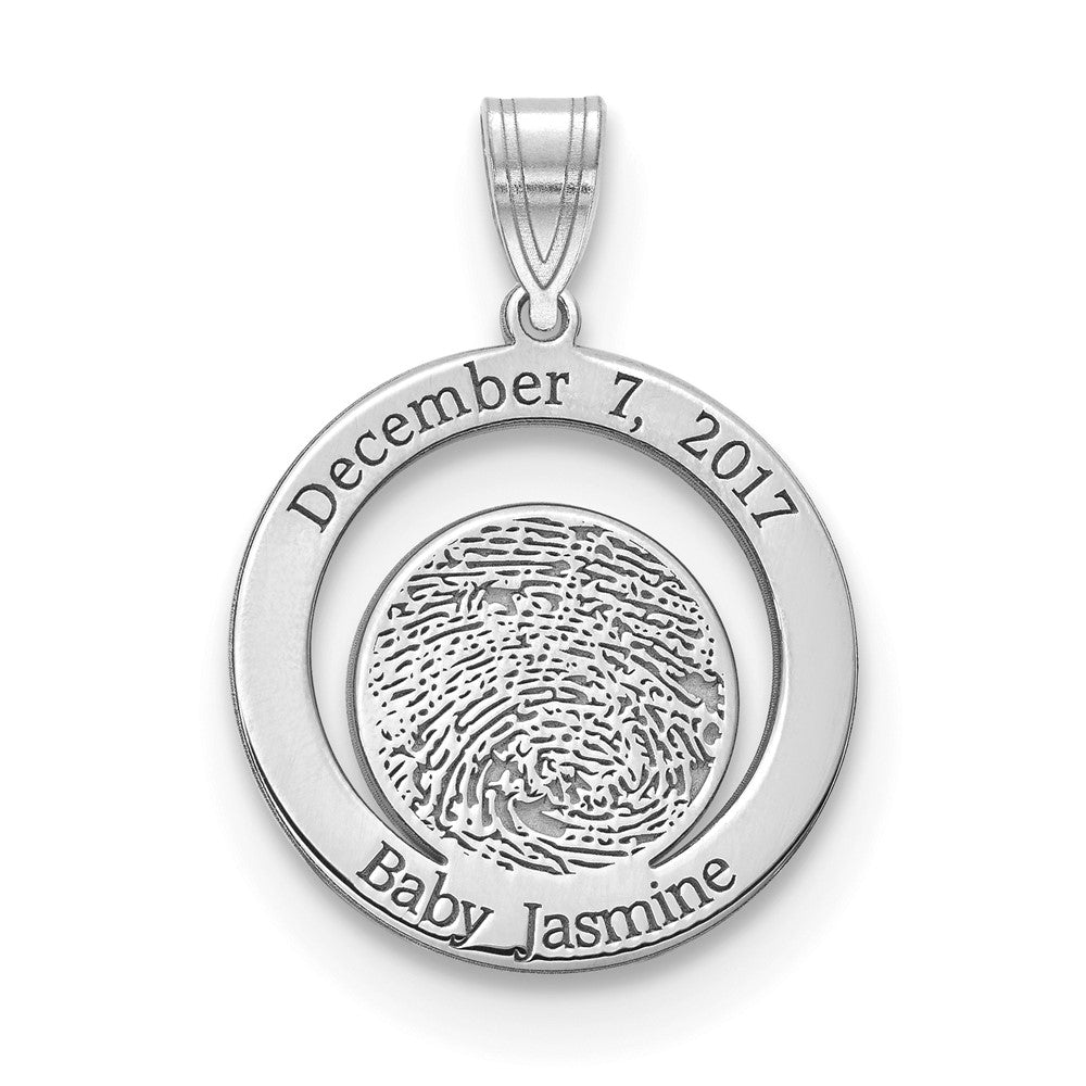 Sterling Silver/Rhodium-plated Date and Fingerprint Pendant