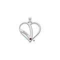 10k White Gold Name w/Birthstone w/14k Bezel Cut Out Heart Pendant