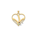 10KY 2-Name w/Birthstones w/14k Bezel Cut Out Heart Pendant