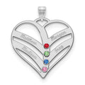 10KW 4-Name w/Birthstones w/14k Bezel Cut Out Heart Pendant