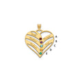 14KY 5-Name w/Birthstones w/14k Bezel Cut Out Heart Pendant