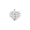 10KW 6-Name w/Birthstones w/14k Bezel Cut Out Heart Pendant