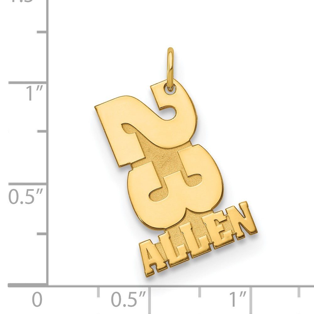 Sterling Silver/Gold-plated Stacked Number and Name Charm