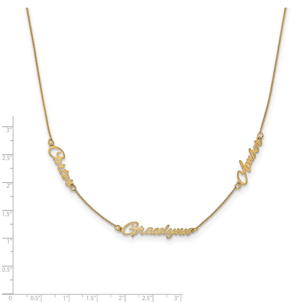 Sterling Silver/Gold-plated Brushed 3 Name Necklace