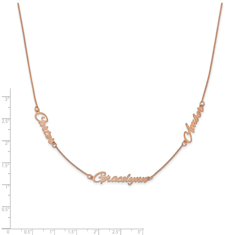 Sterling Silver/Rose-plated Brushed 3 Name Necklace