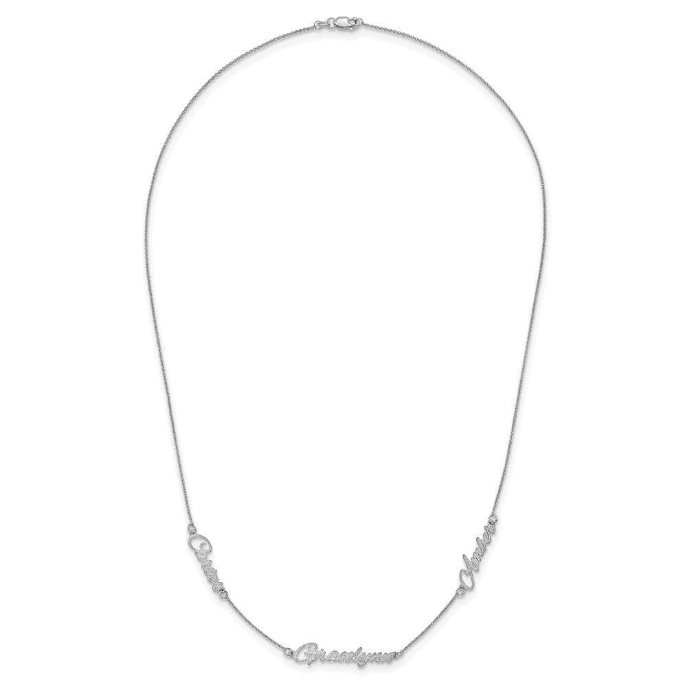 Sterling Silver/Rhodium-plated Brushed 3 Name Necklace
