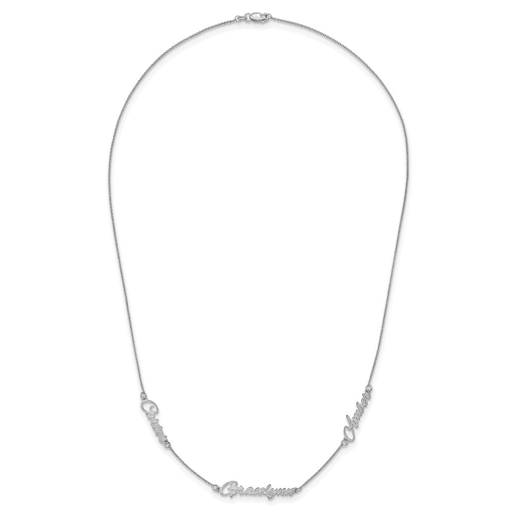 Sterling Silver/Rhodium-plated Brushed 3 Name Necklace