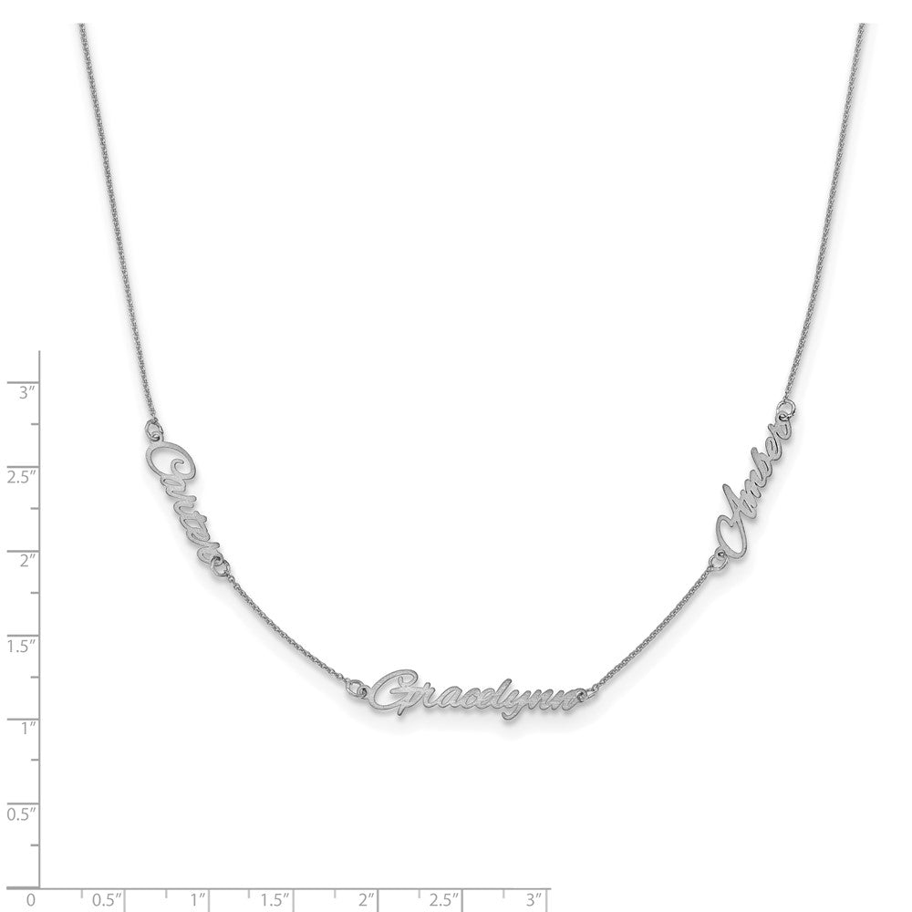 Sterling Silver/Rhodium-plated Brushed 3 Name Necklace