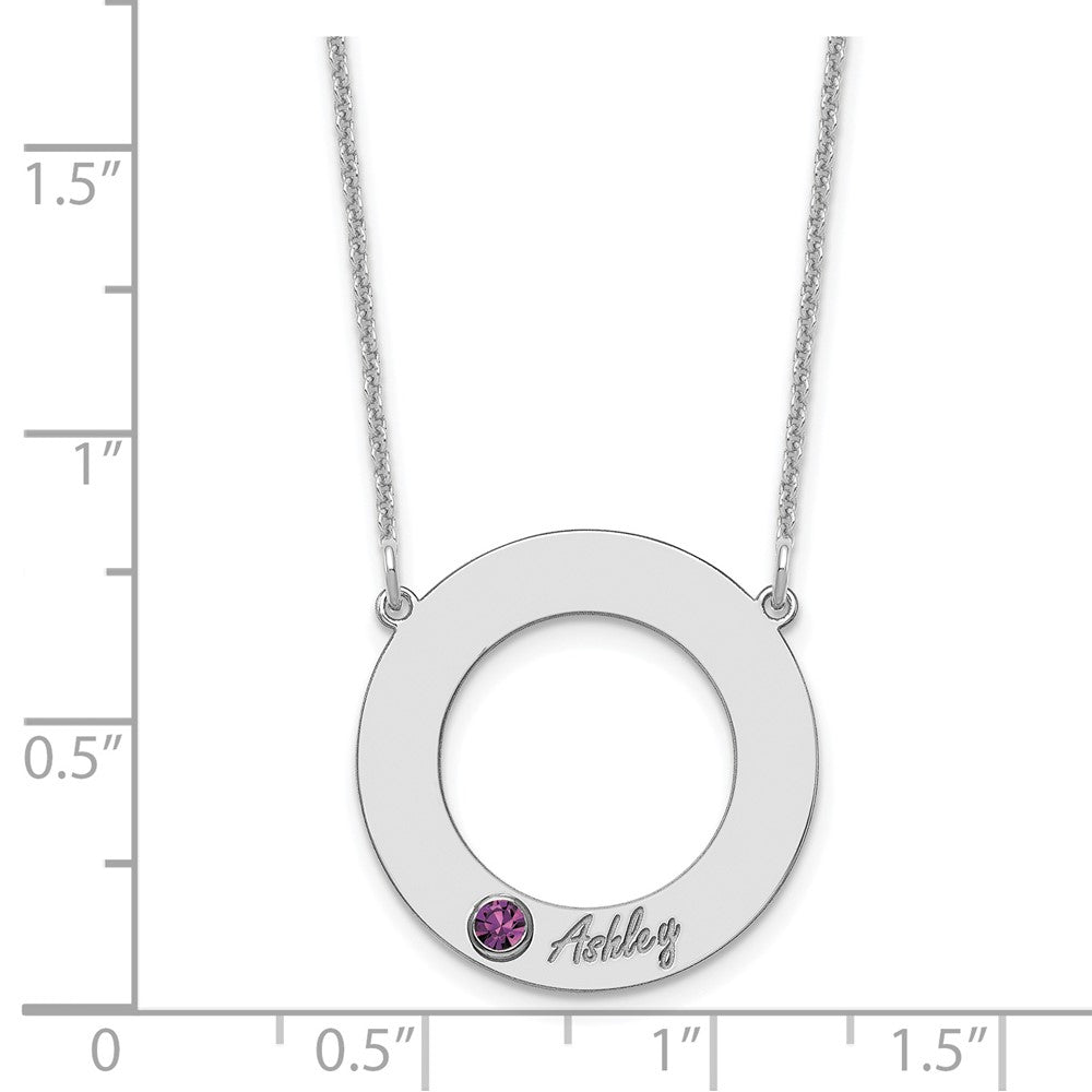 10KW 1 Name and Birthstone w/ 14k Bezel Cut Out Circle Necklace