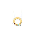 14KY 2 Name and Birthstone w/ 14k Bezel Cut Out Circle Necklace