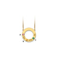 14KY 3 Name and Birthstone w/ 14k Bezel Cut Out Circle Necklace